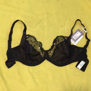 NWT Flirtelle Black/Silver Underwire Bra UK 32H